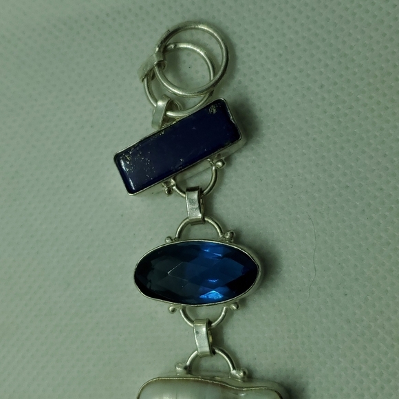 COPY - Nwot!! 925 doublet opal,river pearl,blue topaz,lapis bracelet - Picture 4 of 11